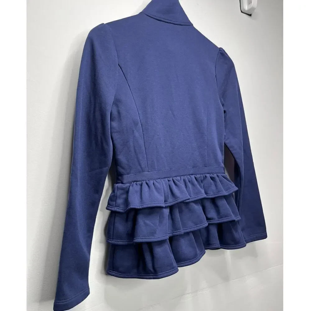Lilly Pulitzer Navy Blue Azela Ruffle Fleece Jacket / Size-XSMALL
